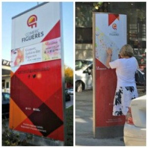 Nous tòtems corporatius de Comerç Figueres a la ciutat.