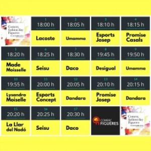 Horaris desfilades Comerç Fashion Day, dissabte 15 d'octubre 2016